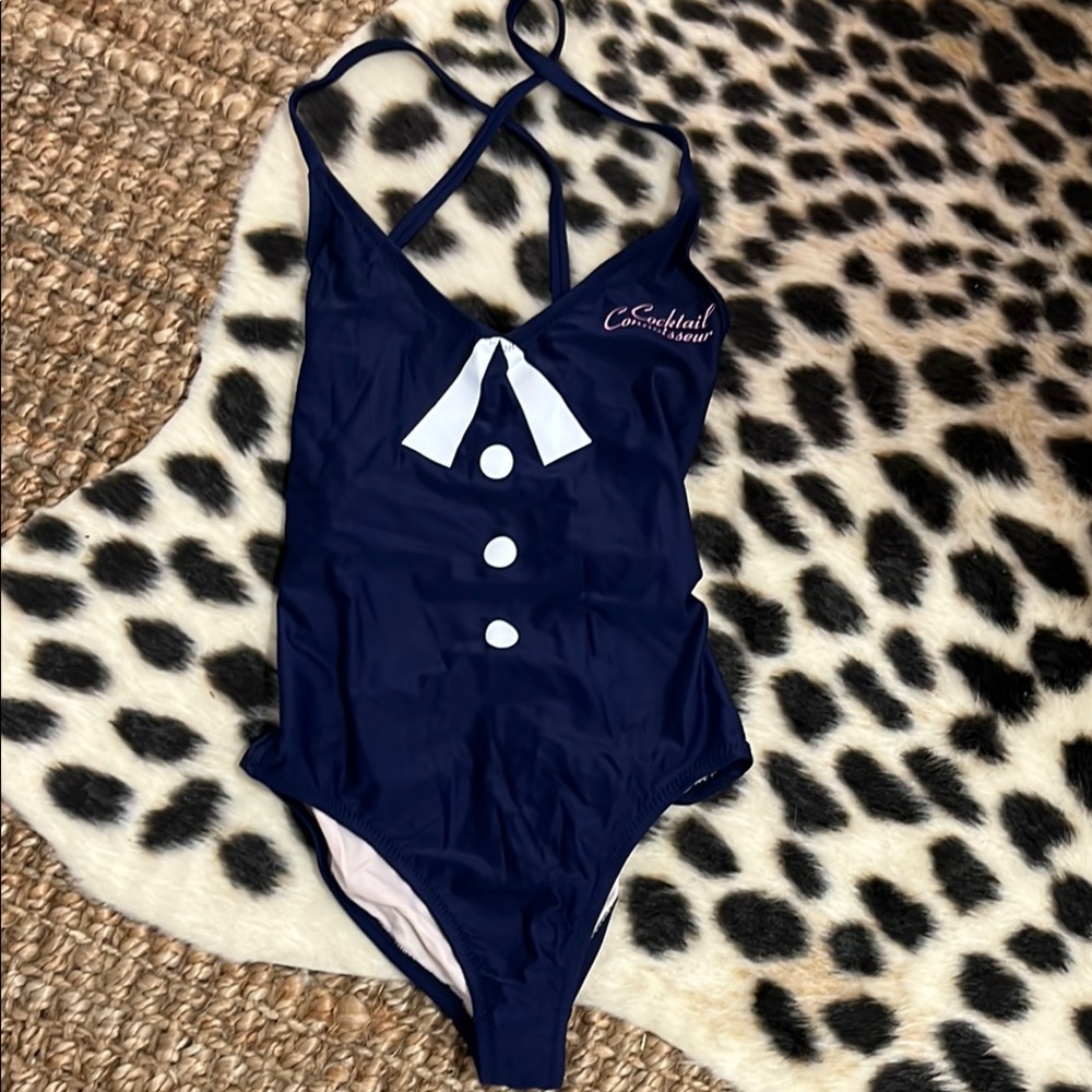 Wildfox Blue and White Nautical One Piece Swimsuit